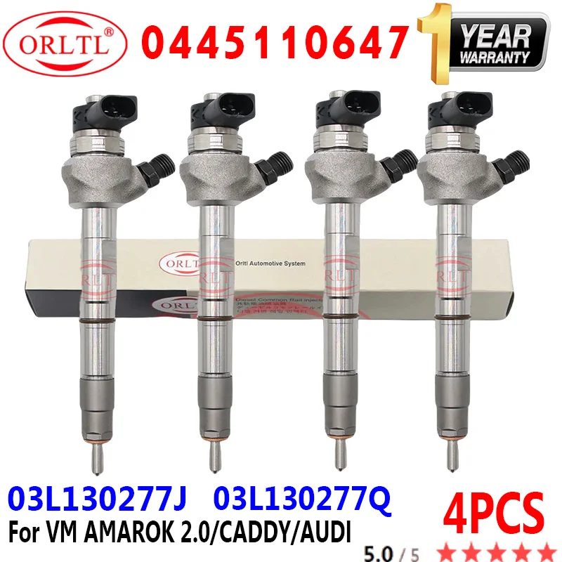 

4 PCS 0445110647 NEW Fuel Diesel Injector 0 445 110 647 03L130277J 03L130277Q For VM AMAROK 2.0/CADDY/AUDI 03L 130 277J ​ORLTL