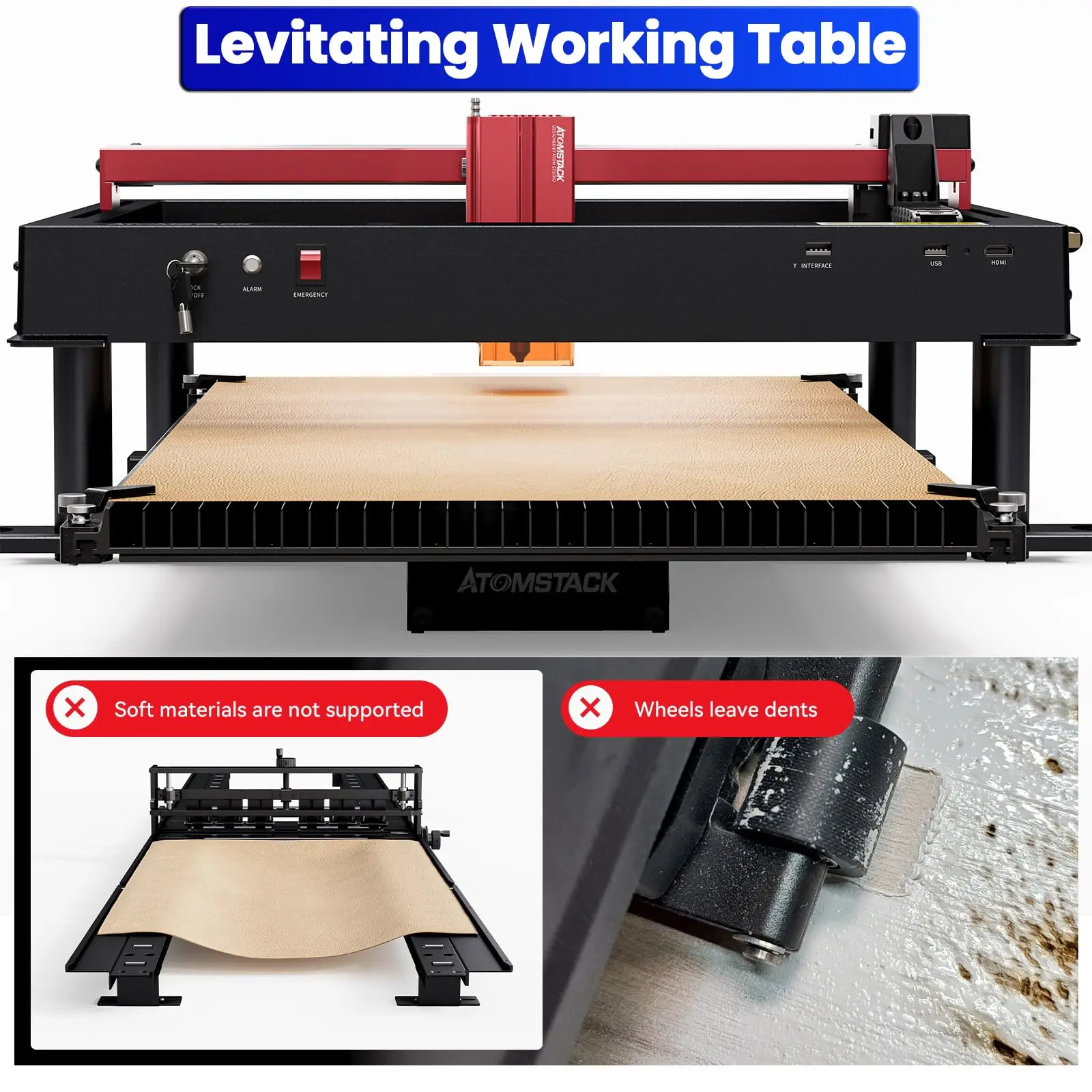 ATOMSTACK R5 Automatic Conveyor Feeder for Laser Engraver 800*400*40mm Ultra-large Levitating Working Table Mobile Extension Kit