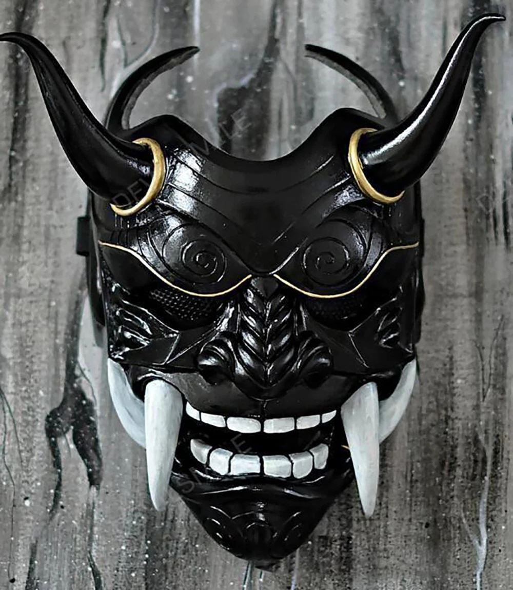 Japanese Hannya Demon Mask Ghost Oni Samurai Noh Kabuki Red Prajna Latex Mask Adult Unisex Halloween Cosplay Props