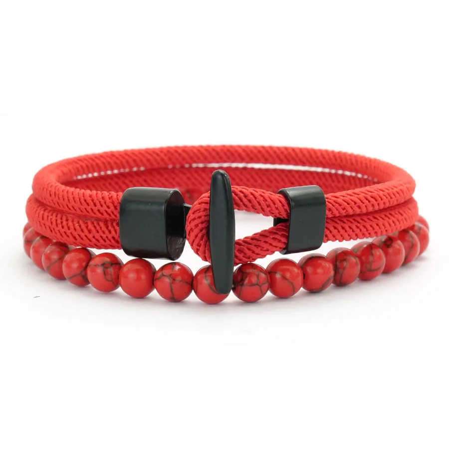 Stylish 2Pcs/Set Mens Bracelet Handcrafted Nautical Warp Rope Braslet Grade A 4mm Cord Chain Braclet Perfect Gift Him Pulseras