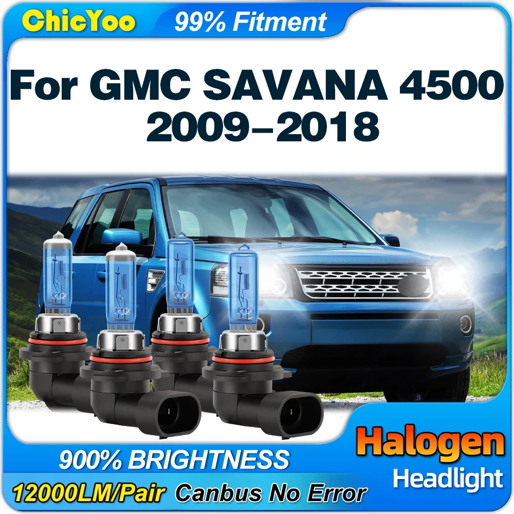 200W Car Halogen Headlight Bulbs 6000K White Auto Lamps 12V High Low Beam For GMC SAVANA 4500 2009-2013 2014 2015 2016 2017 2018