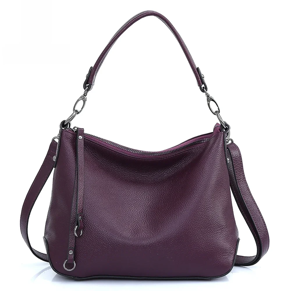 Zency torby z prawdziwej skóry dla kobiet 2024 prosta klasyczna torebka na co dzień kobiece Hobos Vintage dojazdy do pracy torba na ramię Crossbody — zdjęcie 2