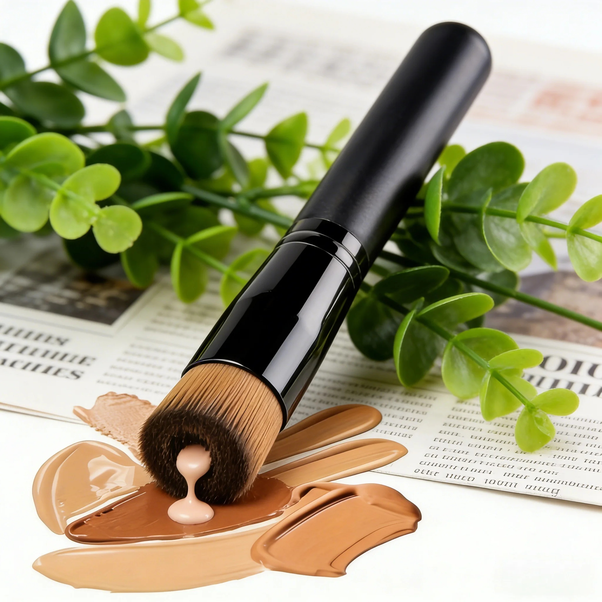 فرشاة مكياج كريم الأساس باللون الأسود الفاخر: شعيرات سودانية كثيفة للغاية للمزج بدون خياطة