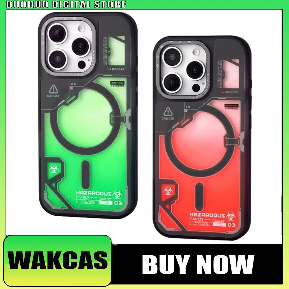 

Wakcas fluorescent quicksand mobile phone case personality for iphone15/16promax magnetic protective case couple Gift