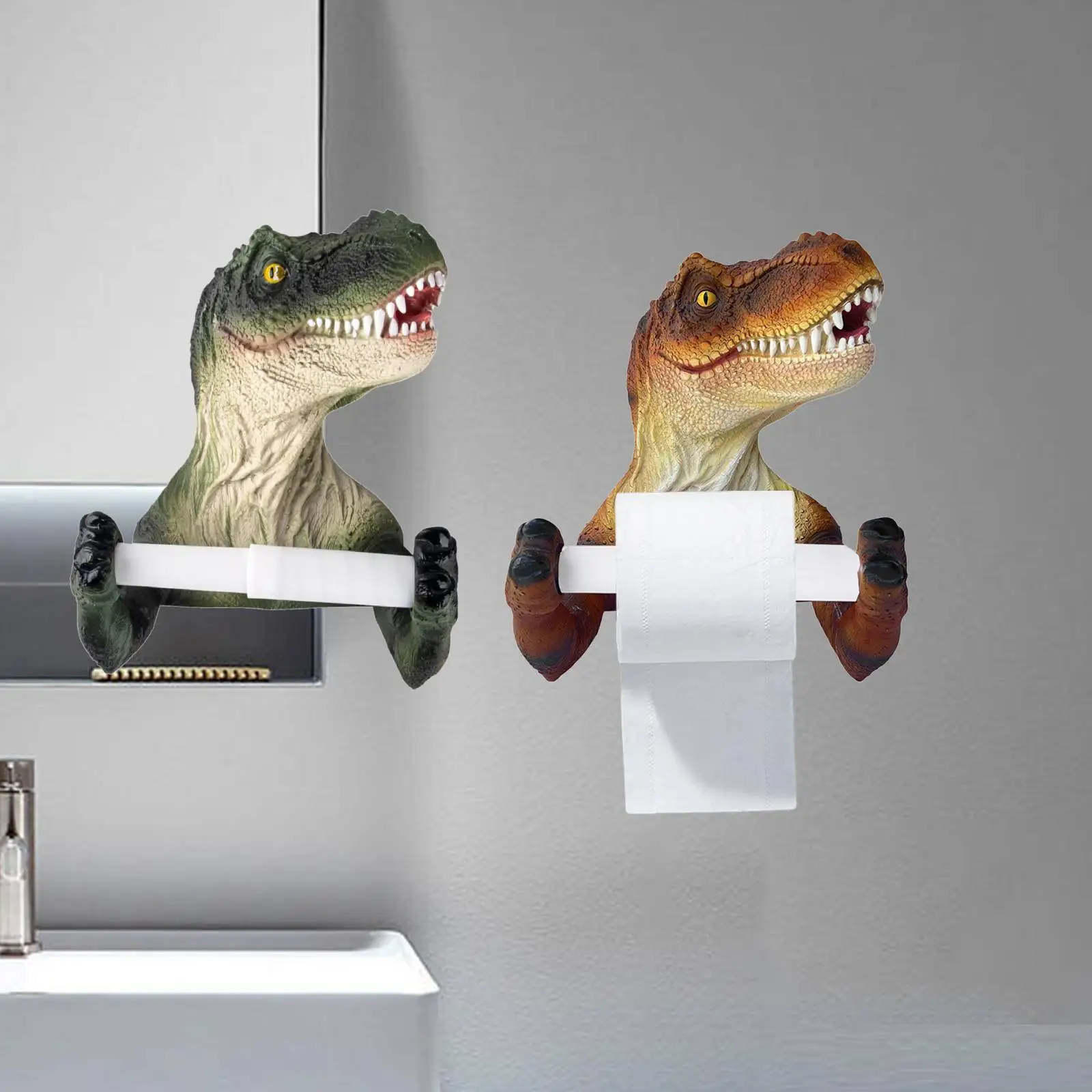 

Dinosaur Shaped Paper Towel Holder Shelf Tissue Roll Holder Toilet Paper Storage Rack for Bathroom Lavatory Shower Room Kitchen