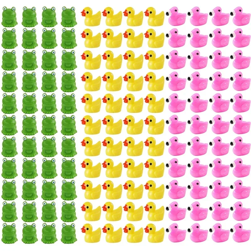 100 Stuks Mini Hars Kikkers Flamingo 'S En Eend Dieren Miniaturen-Sprookjesachtige Tuin Ornament, Microlandschap Diy Ambachten Potversiering - afbeelding 2