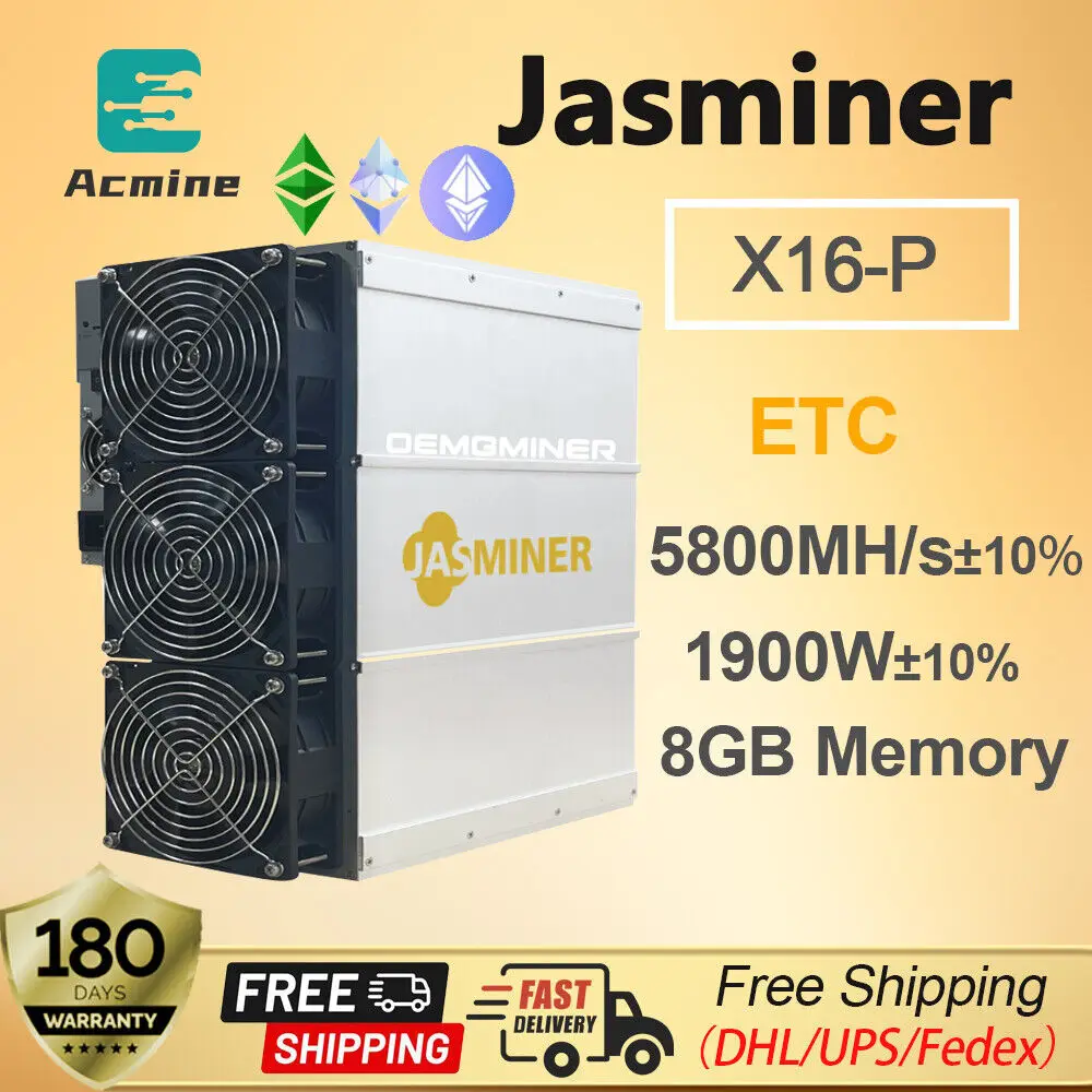 

AD Новый JASMINER X16-P 5800MH/S 1900W 8G ETC OCTA ZIL Miner WiFi с блоком питания