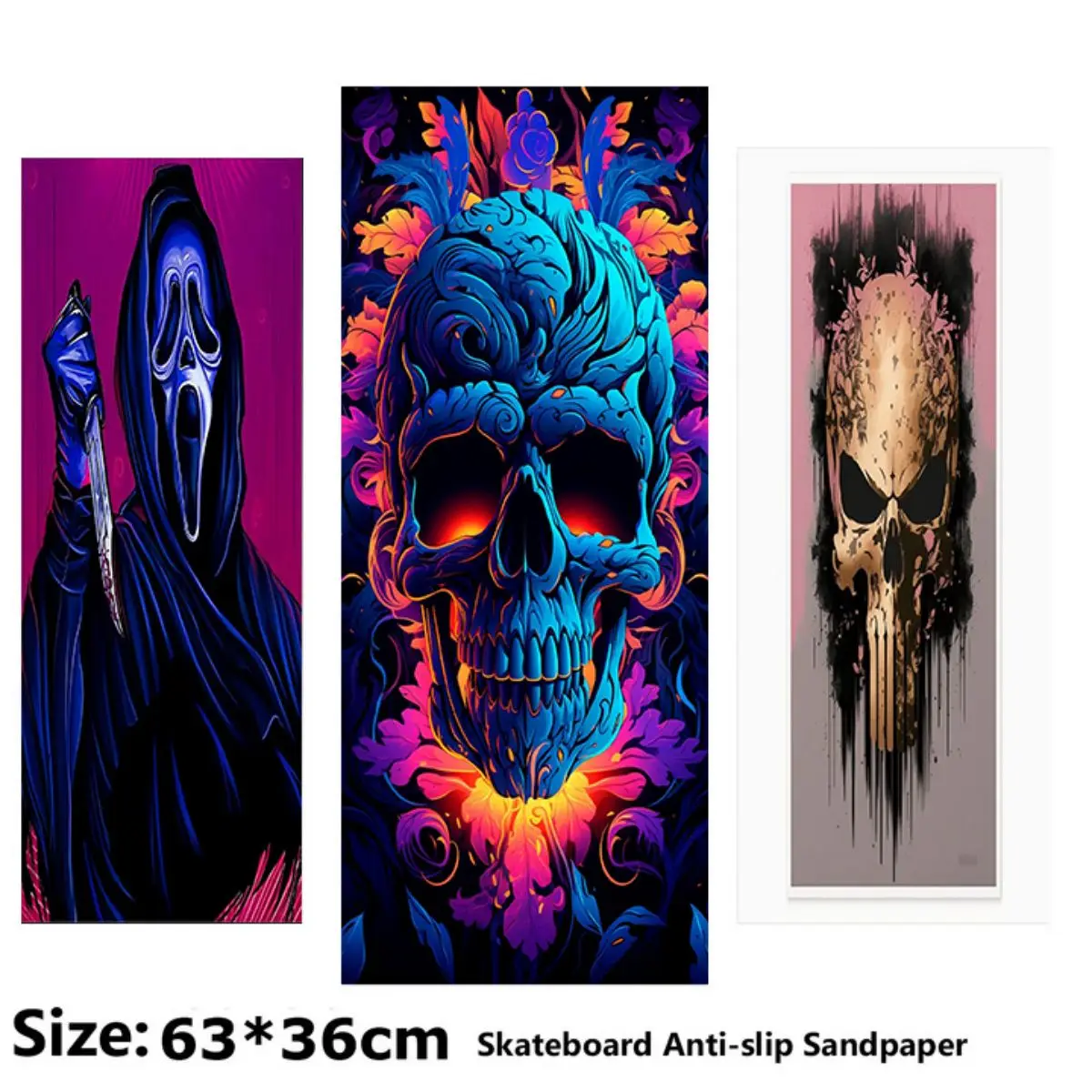 

Classical Cherry Blossom Skull Pattern Electric Scooter Anti-slip Sticker Sandpaper Skateboard Grip Tape Sheet 63*36cm