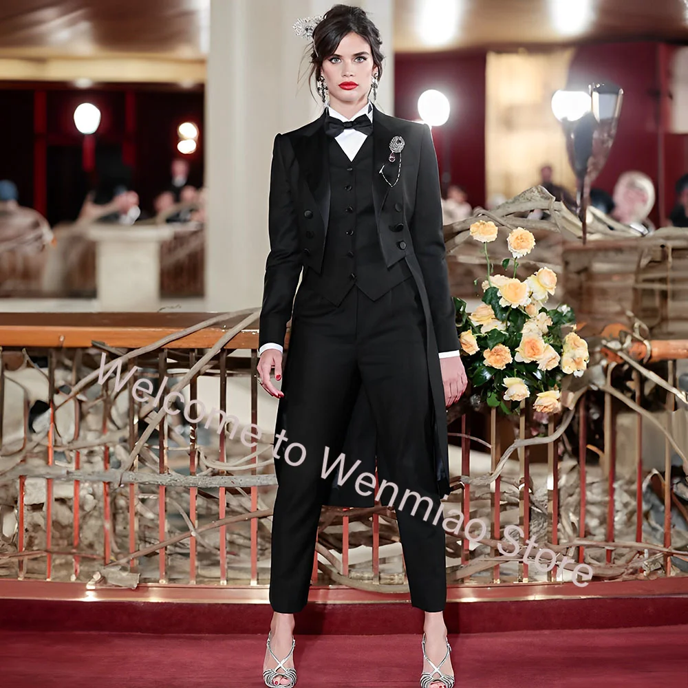 Costume de smoking de mariage pour femmes, veste à double boutonnage, gilet de pantalon, robe de soirée formelle, robe de maman, blazer de mode, 3