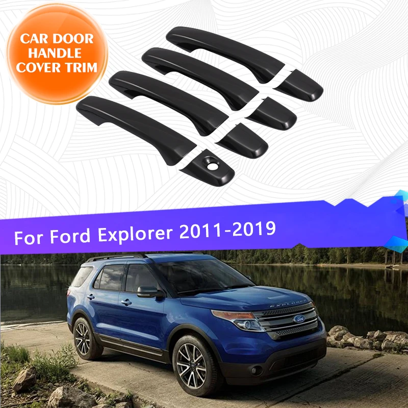 For Ford Explorer Classic U502 2011~2019 Chrome Car Door Handle Cover Trim Blcak Scratch Protector Chromium Styling Accessories