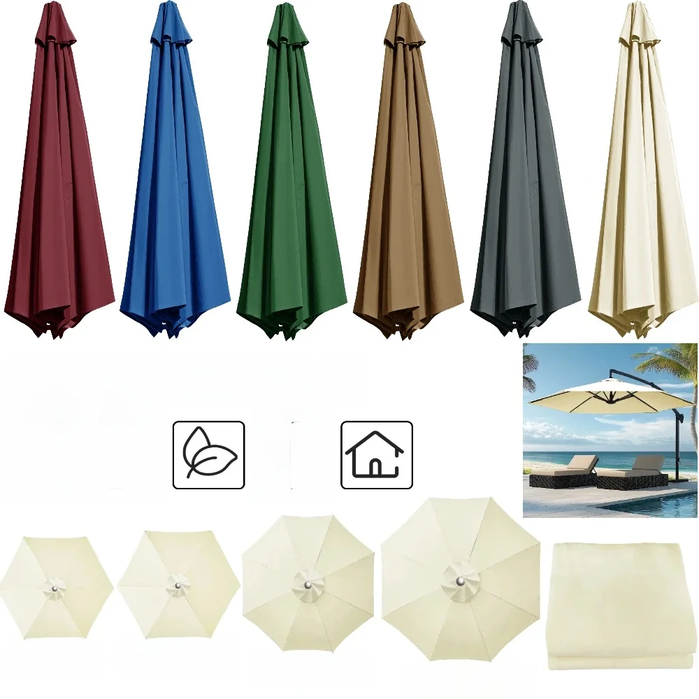 Parasol Vervanging Cover 6 Ribben/8 Ribben Markt Patio Paraplu Doek Luifel Cover Waterdicht Zonnescherm Voor Outdoor Tuin - afbeelding 2