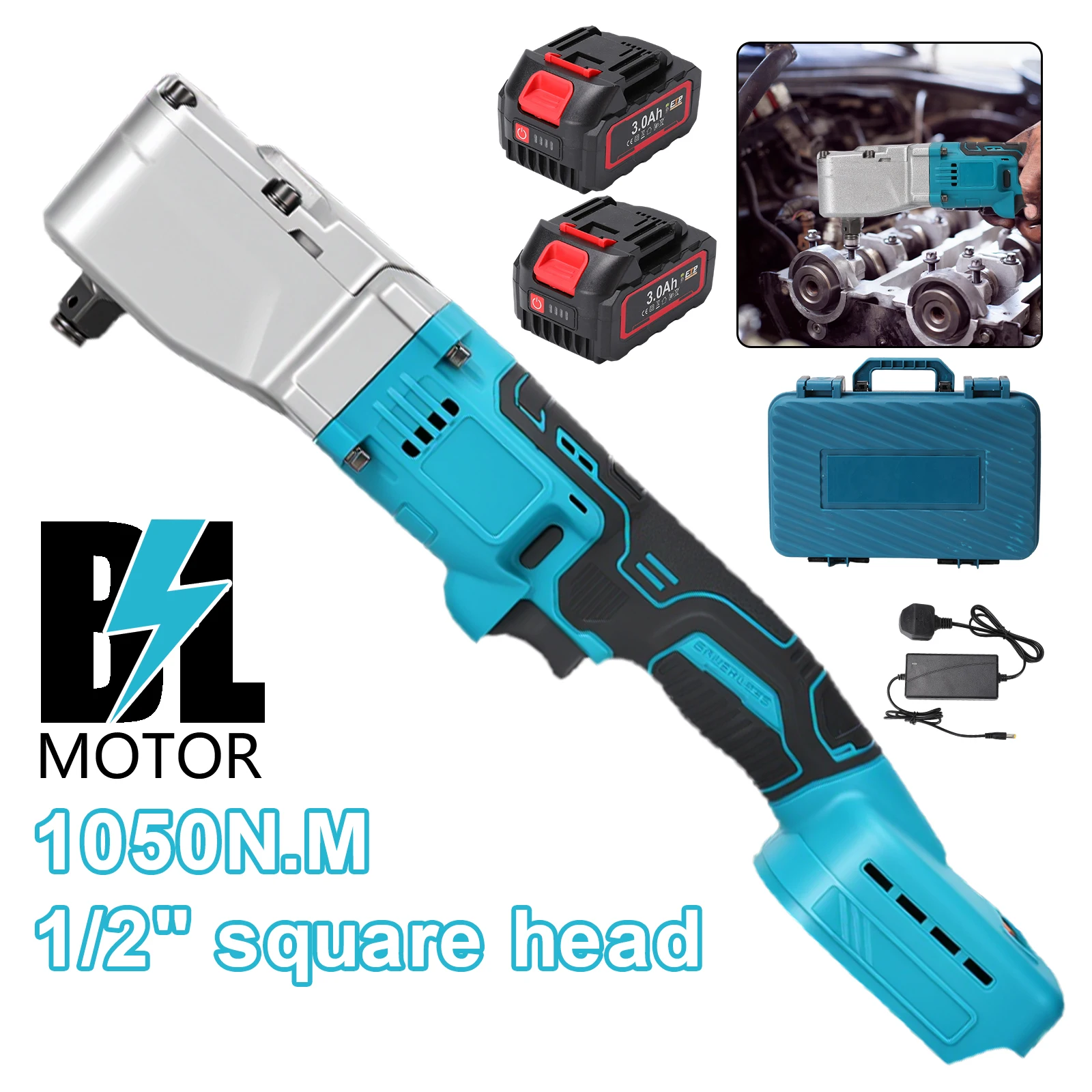 1050N.m Bürstenloser Akku-Schlagschrauber 1/2 Zoll Elektrische Ratschenpistole für Makita 18V Akku, 2-Gang Hochleistungs-Autoreparatur-Werkzeugset