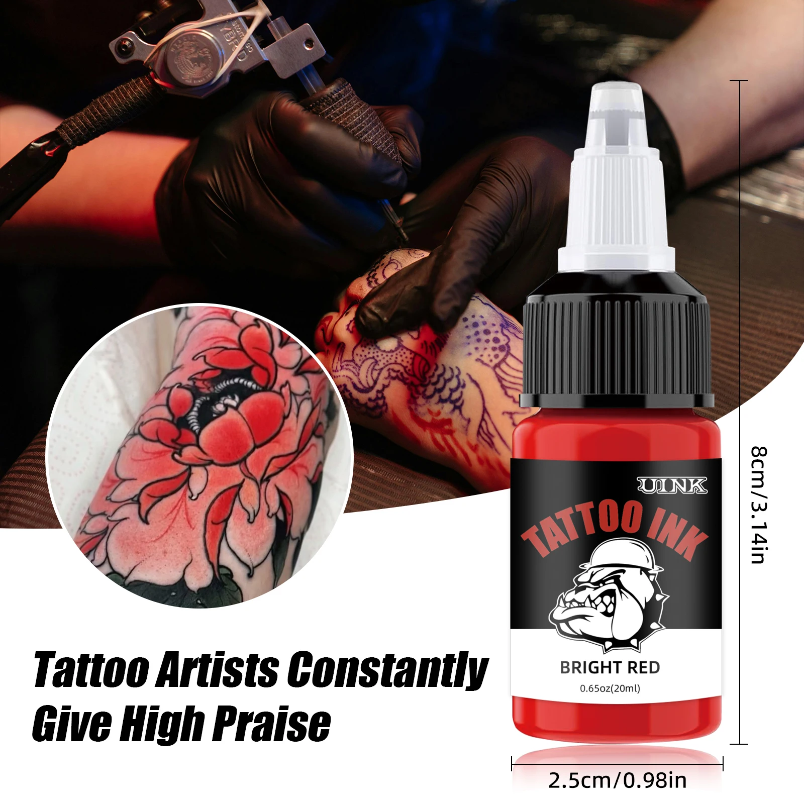 Uink 18 stücke Tattoo Tinte Set 20ml (0,65 Unzen) Tattoo Pigment einfach zu färben lang anhaltende Body Art mehrfarbige Tattoo Tinte Kit