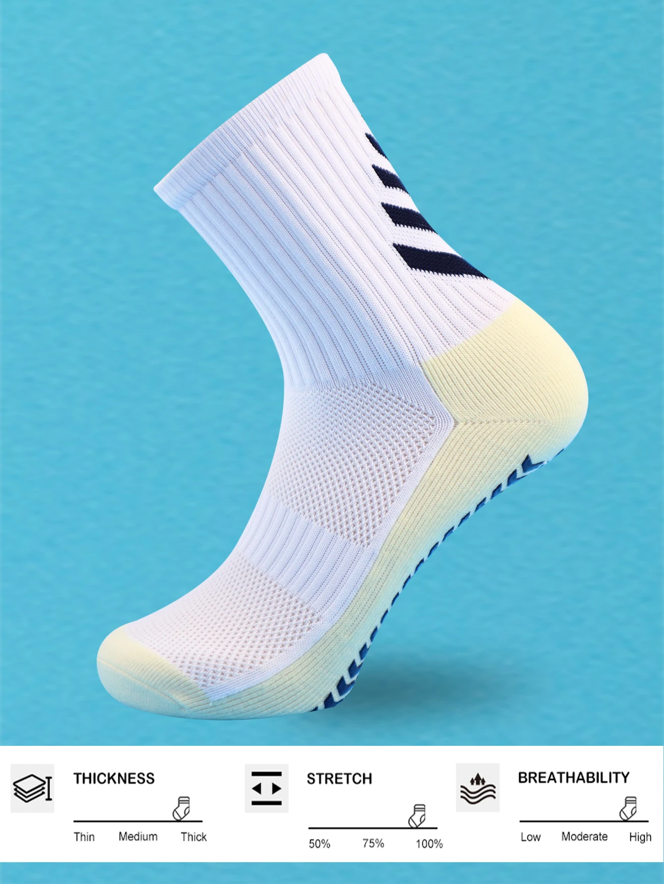 1 Pair New Men Women Soft Breathable Anti-slip Football Socks Running Soccer Basketball Cycling Sports Grip Socks