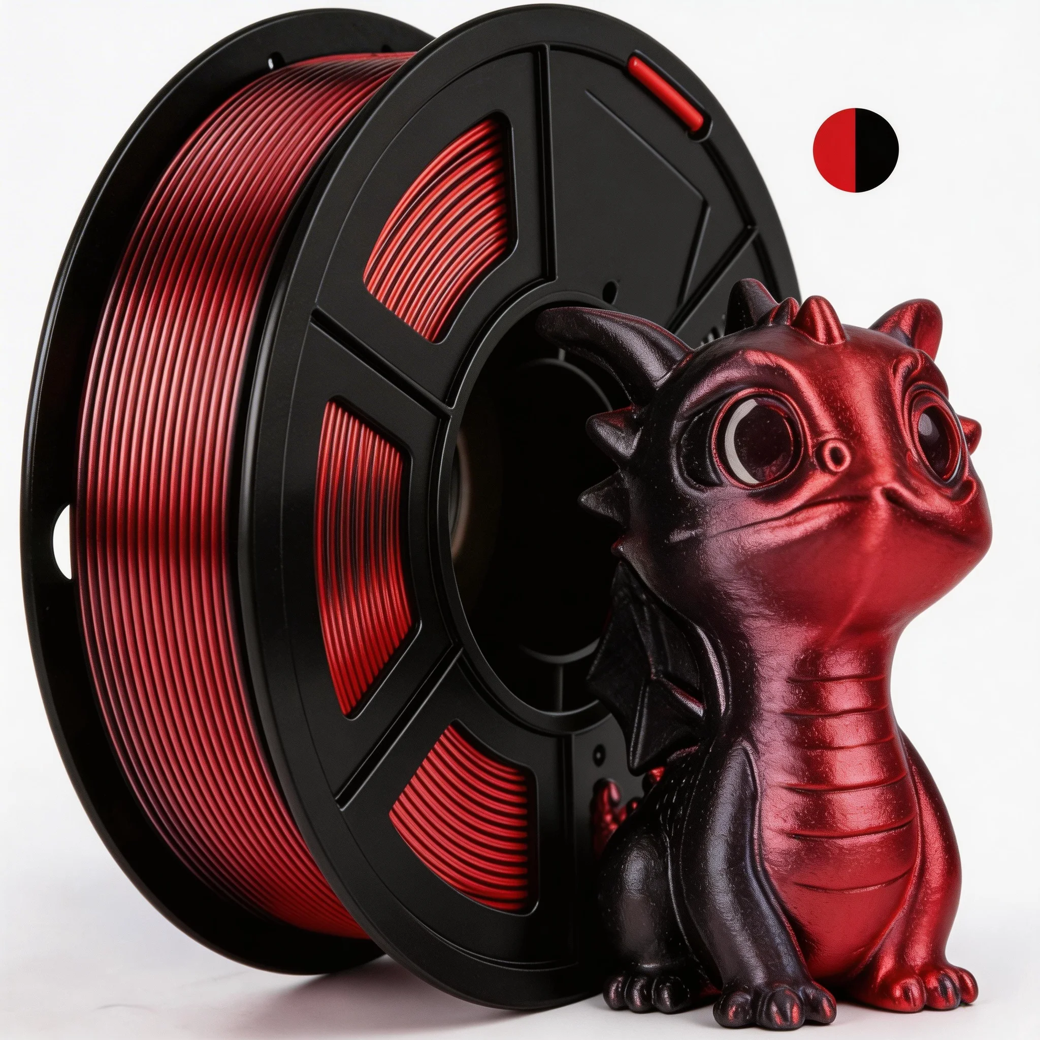 

Silk PLA Filament 1.75mm Dual Color Coextrusion Black Red Color Change 3D Printer Filament 250g for Creative Printing Projects