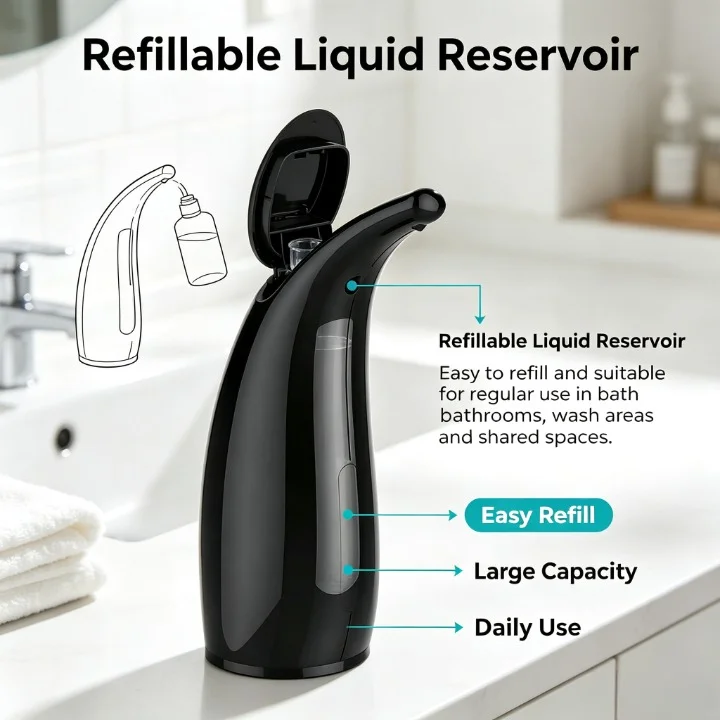 Touchless Soap Dispenser Glossy Waterproof Automatic Soap Lotion Dispenser 400ml 6V for Hotel Home Kitchen Bathroom Washroom