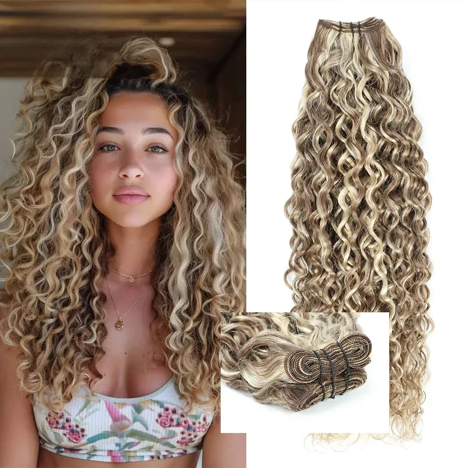 Lovevol Water Wave Menselijk Haar Bundel Hoogtepunt P6/613 Braziliaanse Human Hair Extensions Krullend Haar Weave Bundels 100G - afbeelding 2