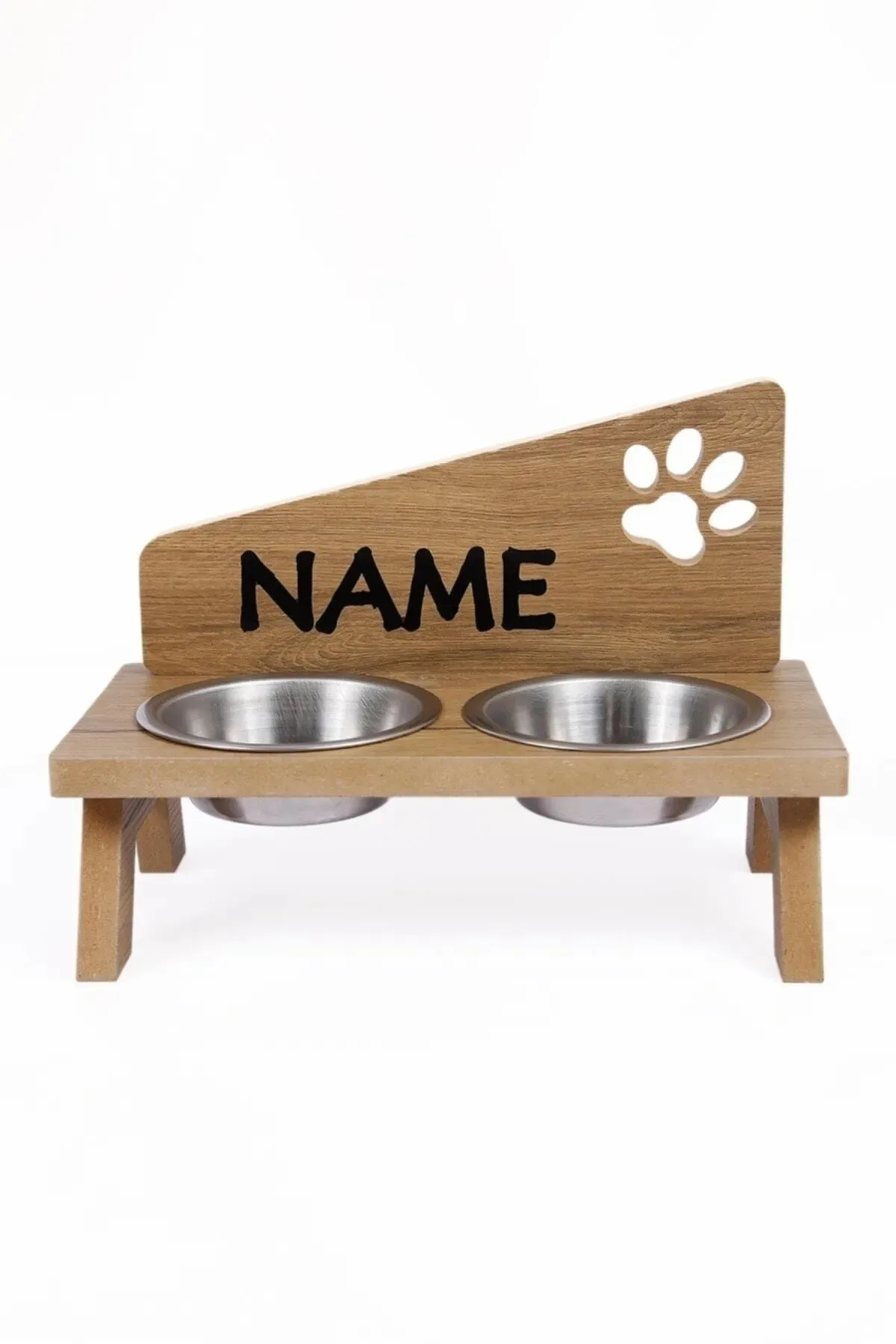 Wooden Custom Name Printed Cat Dog Food Water Bowl Stand Modern Stylish Pet Accessories And Utensils Souvenir Bowls Dishwasher