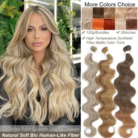 Perstar Body Wave Bundles Synthetic Hair Weave Bundles  Hair Body Wave Ponytail Hair Bundles 26 Inch