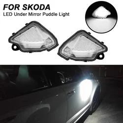 LED sob Side Mirror Poça Luzes, lâmpadas livres de erros, Skoda Kodiaq Karoq 2017-Excelente 2015- Octavia III 2017-2020, 2pcs