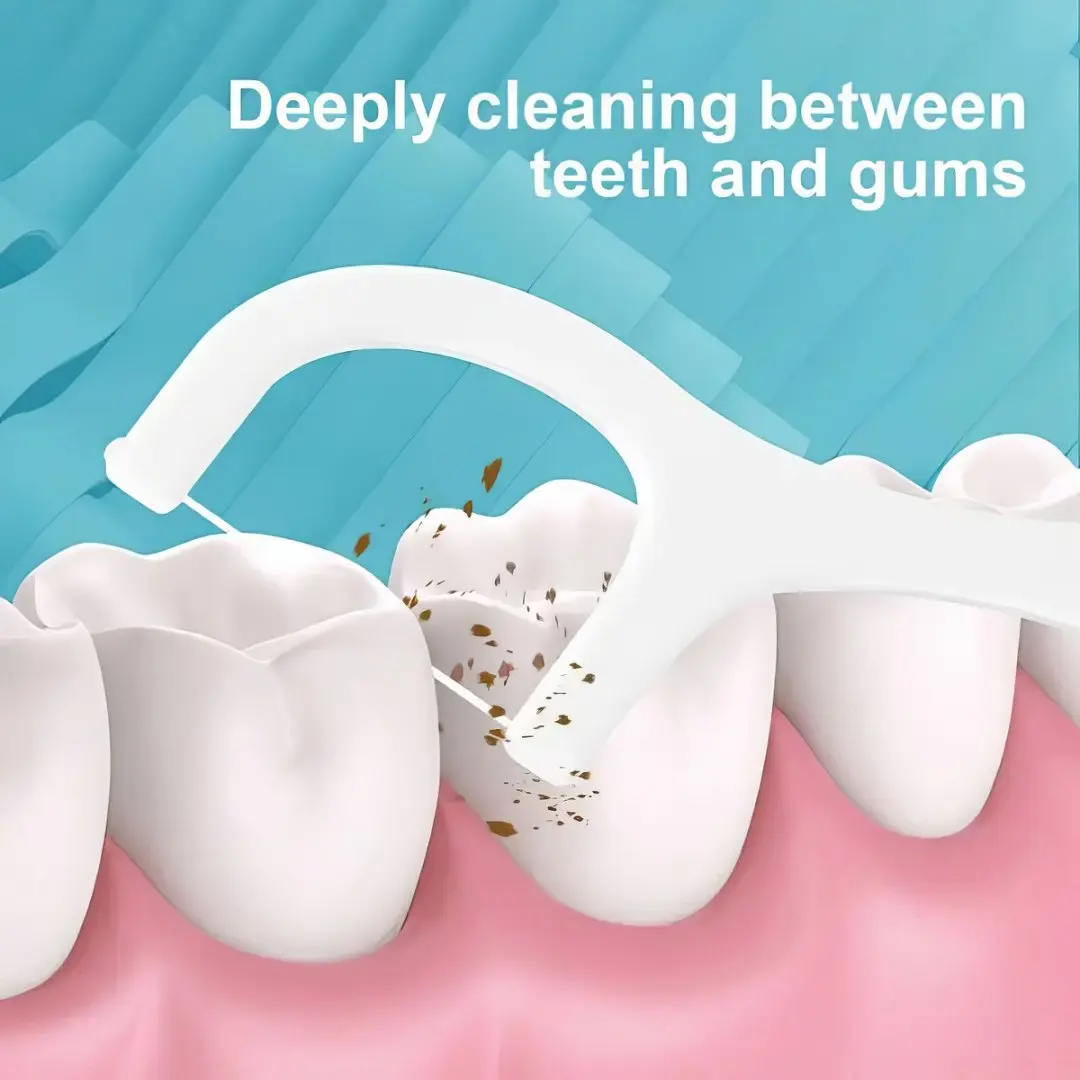 50Pcs Dental Floss Picks - Disposable Tooth Floss Sticks, Gift 1 Toothpick Organizer Box