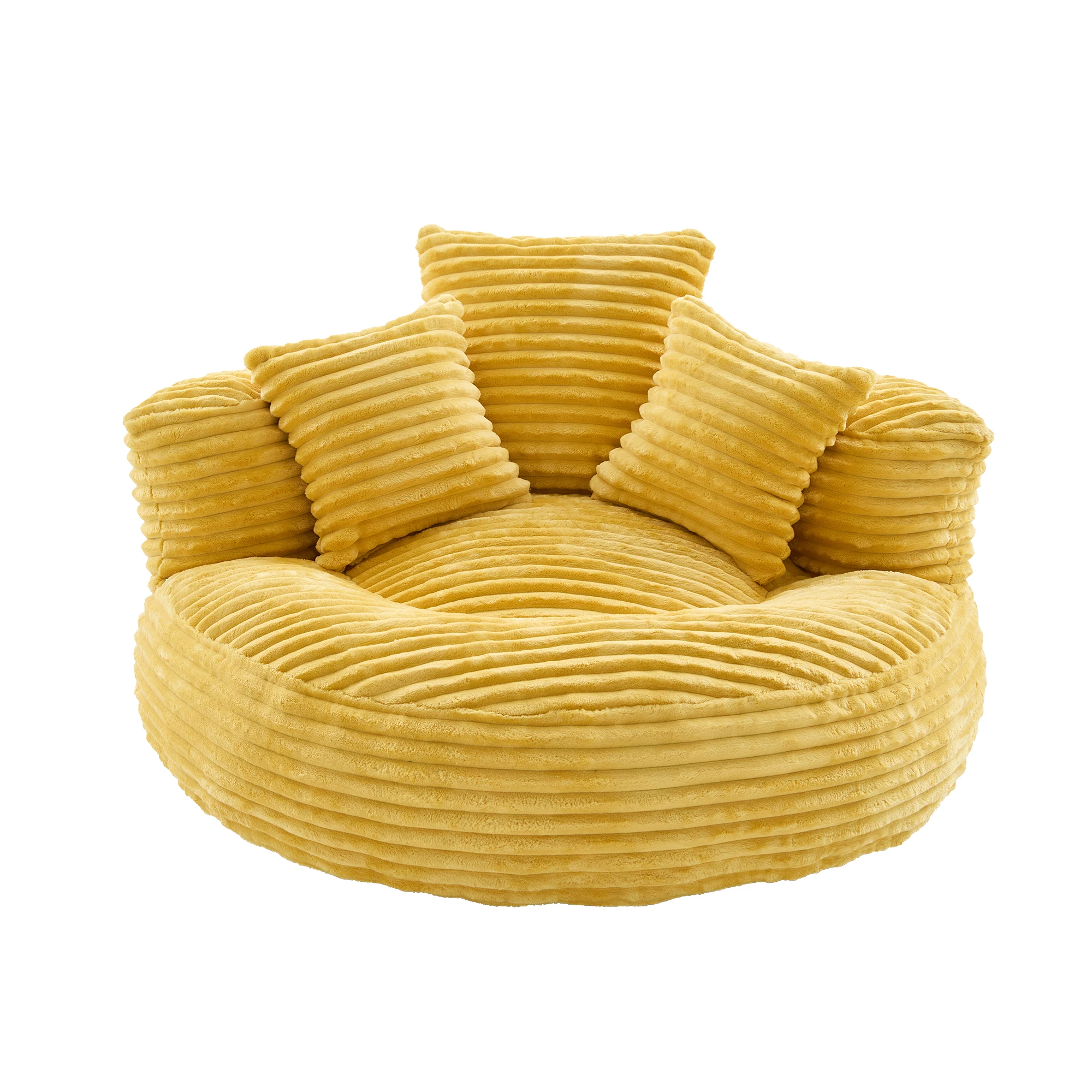 Cord-Sitzsack mit hoher Rückenlehne, bequemer Liegesessel mit 3 Kissen, strapazierfähiger Bean Bag für Erwachsene & Kinder, ergonomischer Lese- und Gaming-Sessel – Beige