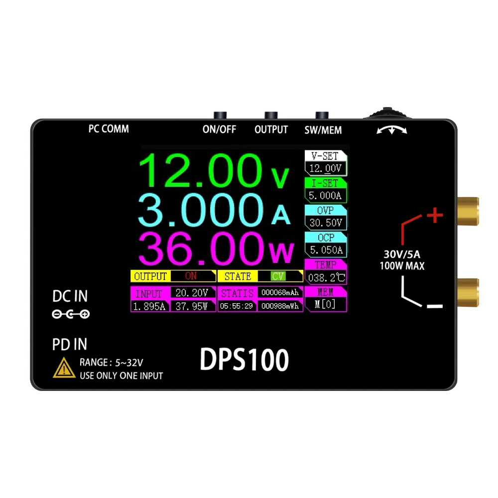 DPS100 Portable 30V 5A DC Adjustable Power Supply 100W  Laboratory Power Supply Voltage Current Regulated Input Output Protect