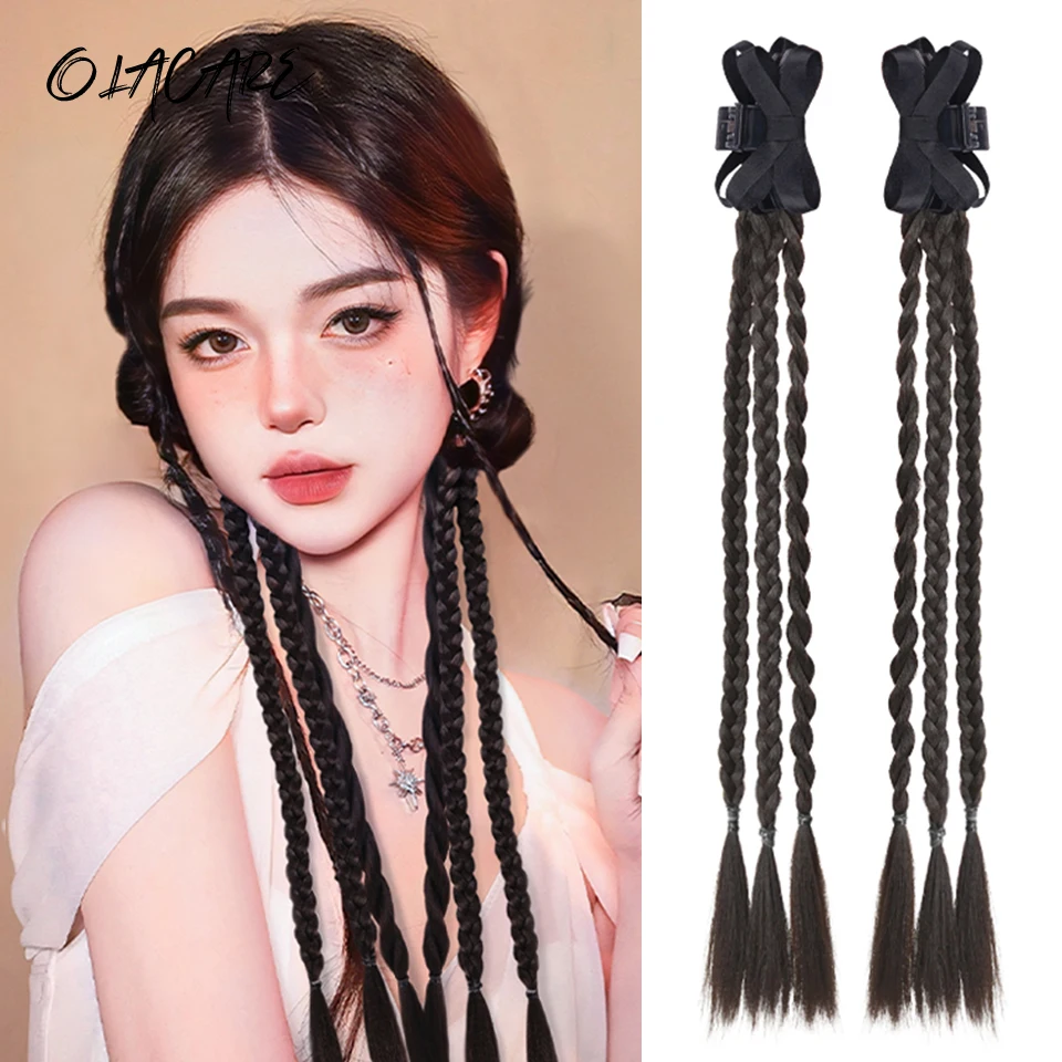 

Synthetic Claw Clip Braided Ponytail Hair Extensions Elegant Curly Wave Braids Ponytail Extension For Women Heat Resistant Fiber