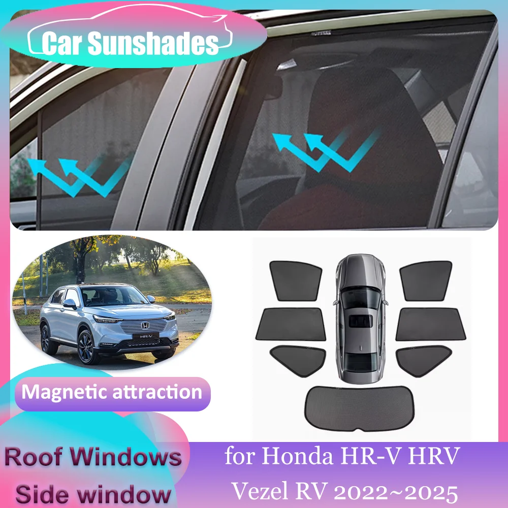 

Автомобильные магнитные солнцезащитные козырьки для Honda HR-V HRV Vezel RV 2022 ~ 2025 на крыше, солнцезащитный козырек на лобовое стекло, занавеска на крыше, аксессуары