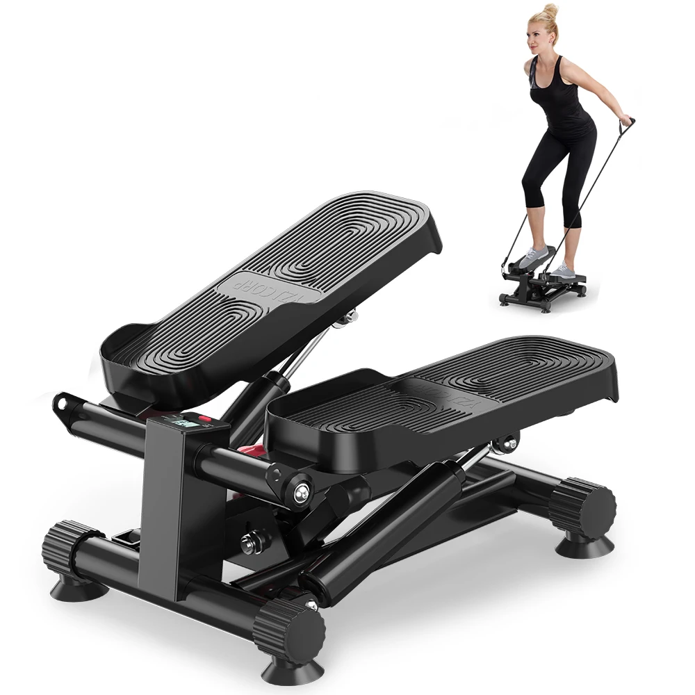 Bigzzia Mini Stepper 140kg Up-Down Swing Stepper con cuerdas eléctricas para entrenamiento de piernas/brazo/barras, ejercicio físico en casa y oficina
