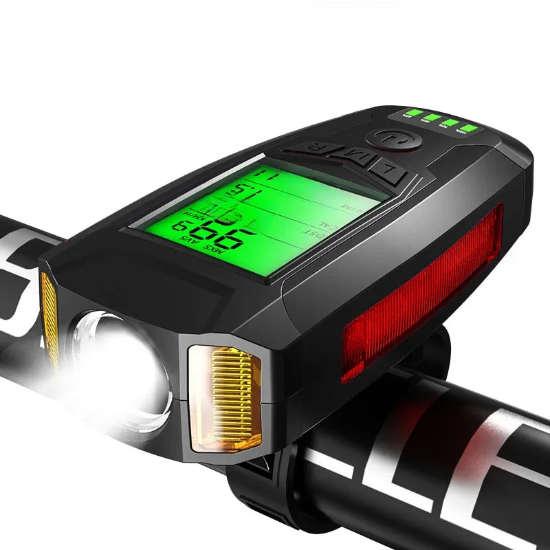 AliExpress SHIZIWANGRI Light Bicycle Speedometer Light Bike Front Headlight MTB Computer Bicycle Flashlight IP4X 130dB Horn Alarm Bell Bike Accessories