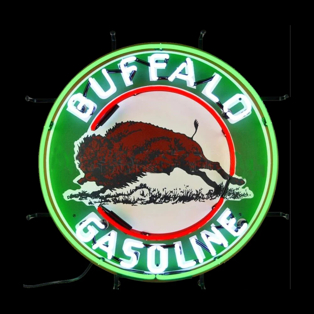 Buffalo Gasoline Neon Sign Light Custom Lamp Handmade Real Glass Tube Firms Gas Oil Station Room Decor Display Advertise 19