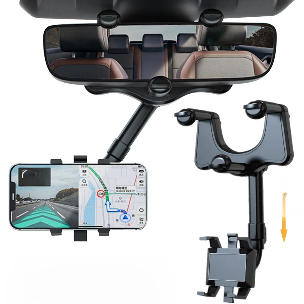 Telefon-Auto-Halterung, um 360 Grad drehbarer Ständer, Rückspiegel, GPS-Navigation,