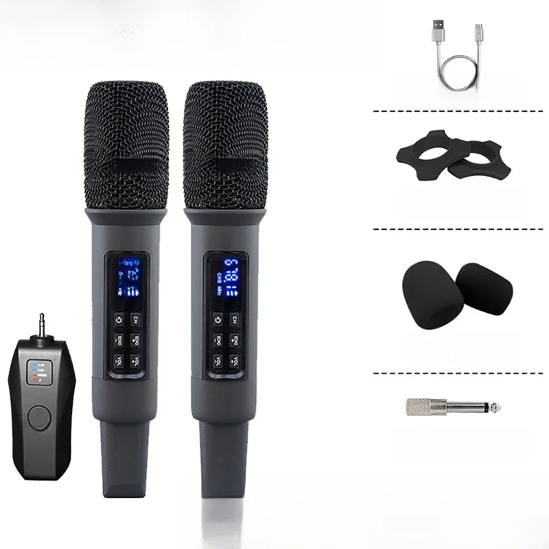 UHF draadloze handheld dynamische karaokemicrofoon Bluetooth-ontvanger die professionele thuisreverb hoge en lage basmicrofoon uitvoert - afbeelding 2
