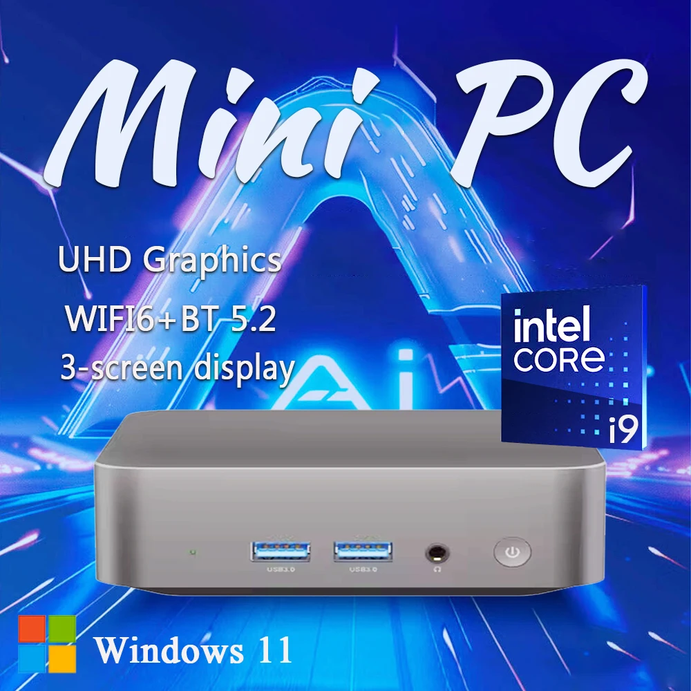 intel Core i9-8950HK Mini PC Windows 11 16GB LPDDR4 1TB/2TB M.2 SSD Portable PC Gamer UHD Graphics 1000Mbps Mini PC Desktop