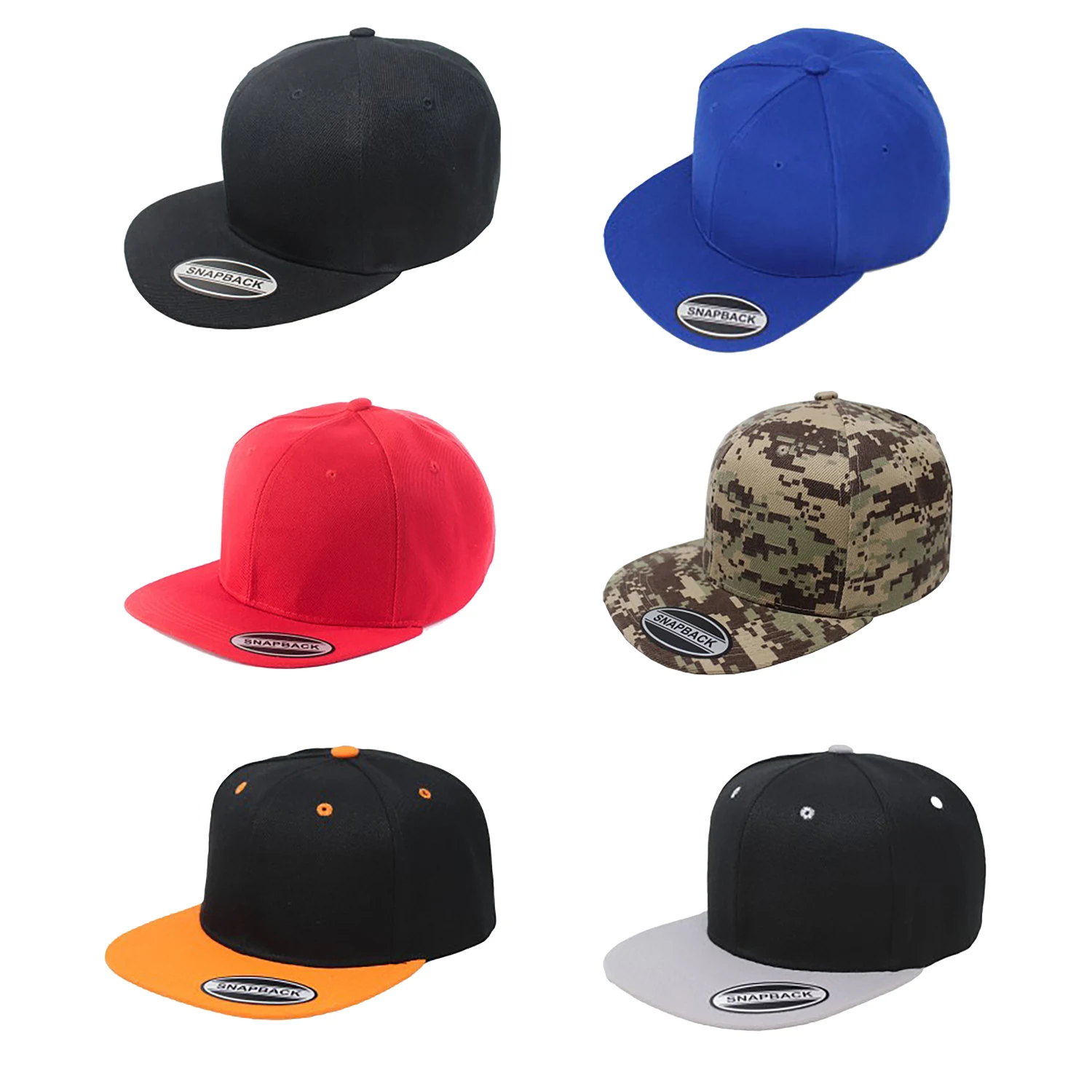 Pack of 12 Snapback Caps Adjustable Flat Brim Hats for Groups and Sports