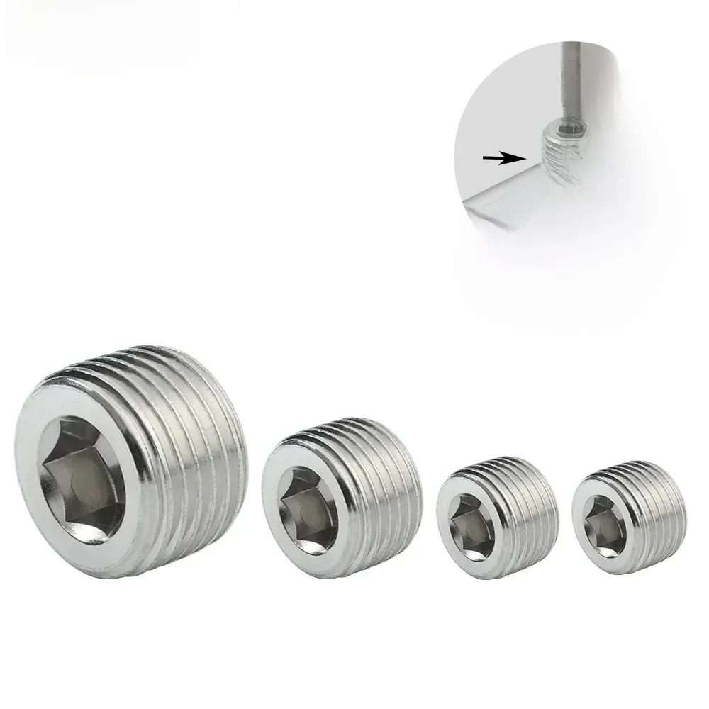 5 pièces tuyau d'air pneumatique Tube tuyau d'arrêt fin bouchons en acier raccords connecteur filetage mâle connexion 1/8 1/4 3/8 1/2