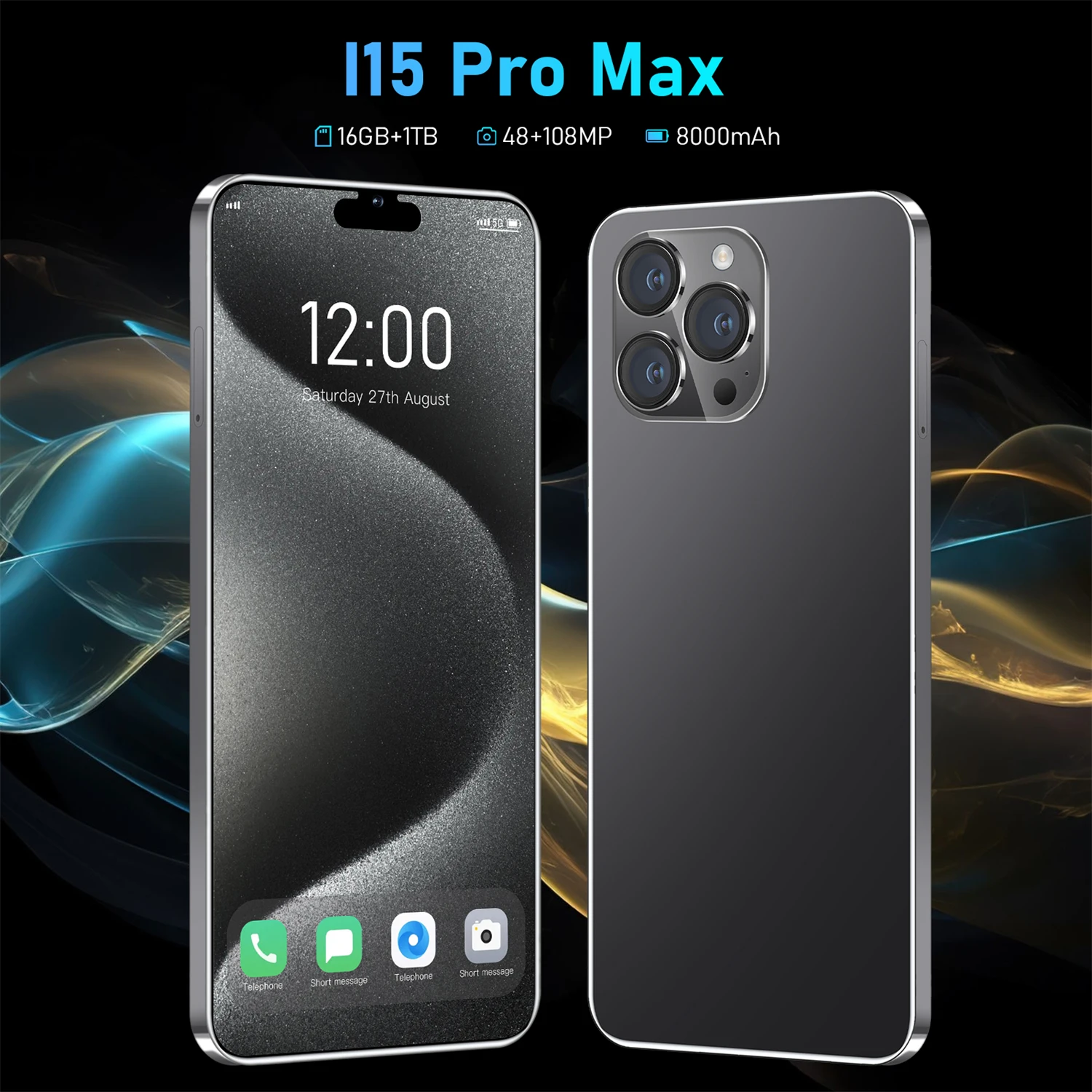 i15 Pro Max Smartphones 16GB+1TB Google NFC celulares 7.3-inch HD 8000mAh 5G WiFi 2025 New Cell Phones 48MP+108MP Mobile Phones