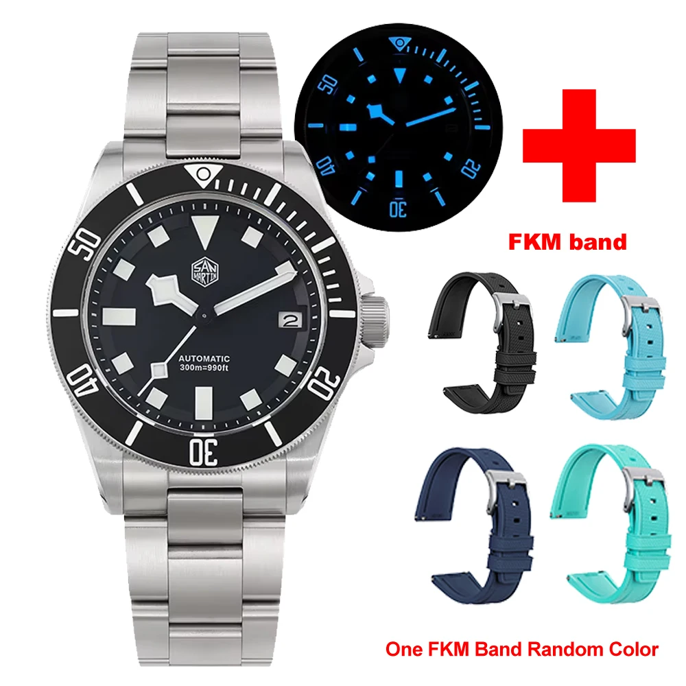 San Martin Grade5 Titanium Watch SN0121TD PT5000/ST2130 Automatic Movement Watch 300M Waterproof Adjustable Clasp Wristwatch image 3