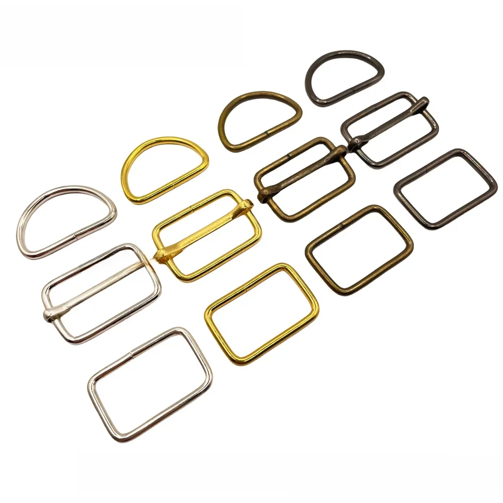 Anneau en D en métal formé de fil, boucles rectangulaires, ajusteur coulissant Tri-Glide, boucle de sangle de ceinture Non soudée, 10 pièces/paquet