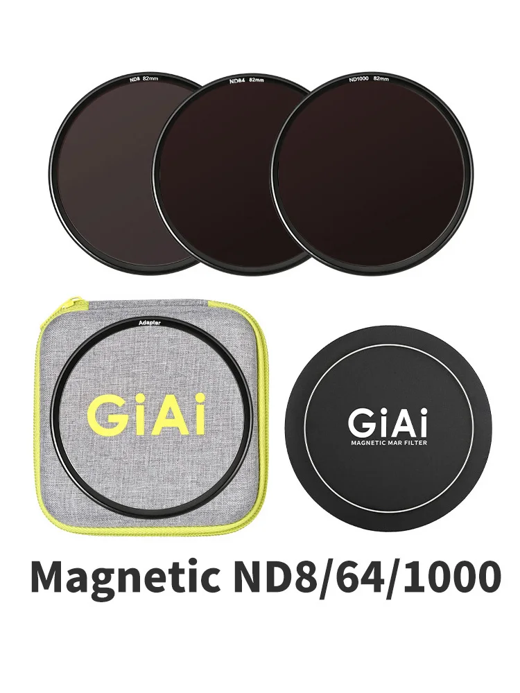 

GiAi Magnetic Lens Filter Nano Coating ND8 ND64 ND1000 1s Fast Installation With Adapter Cap 82mm