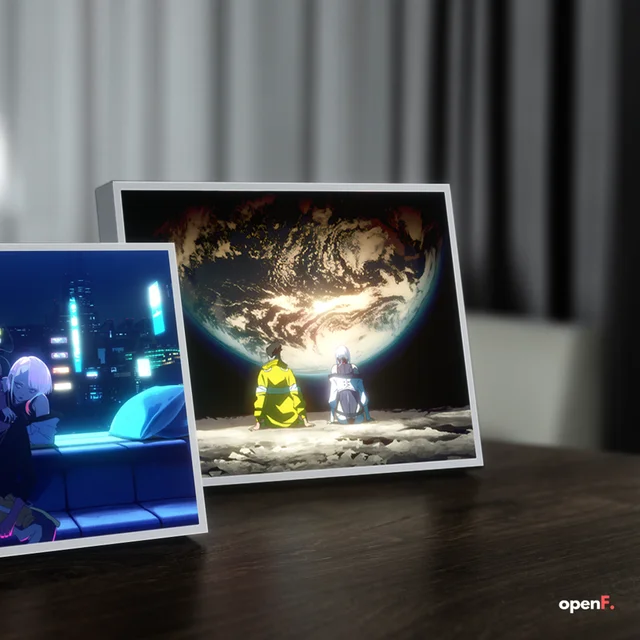 Anime Cyberpunk LED Night Light,HD Photo Frame,USB Plug,Dimming