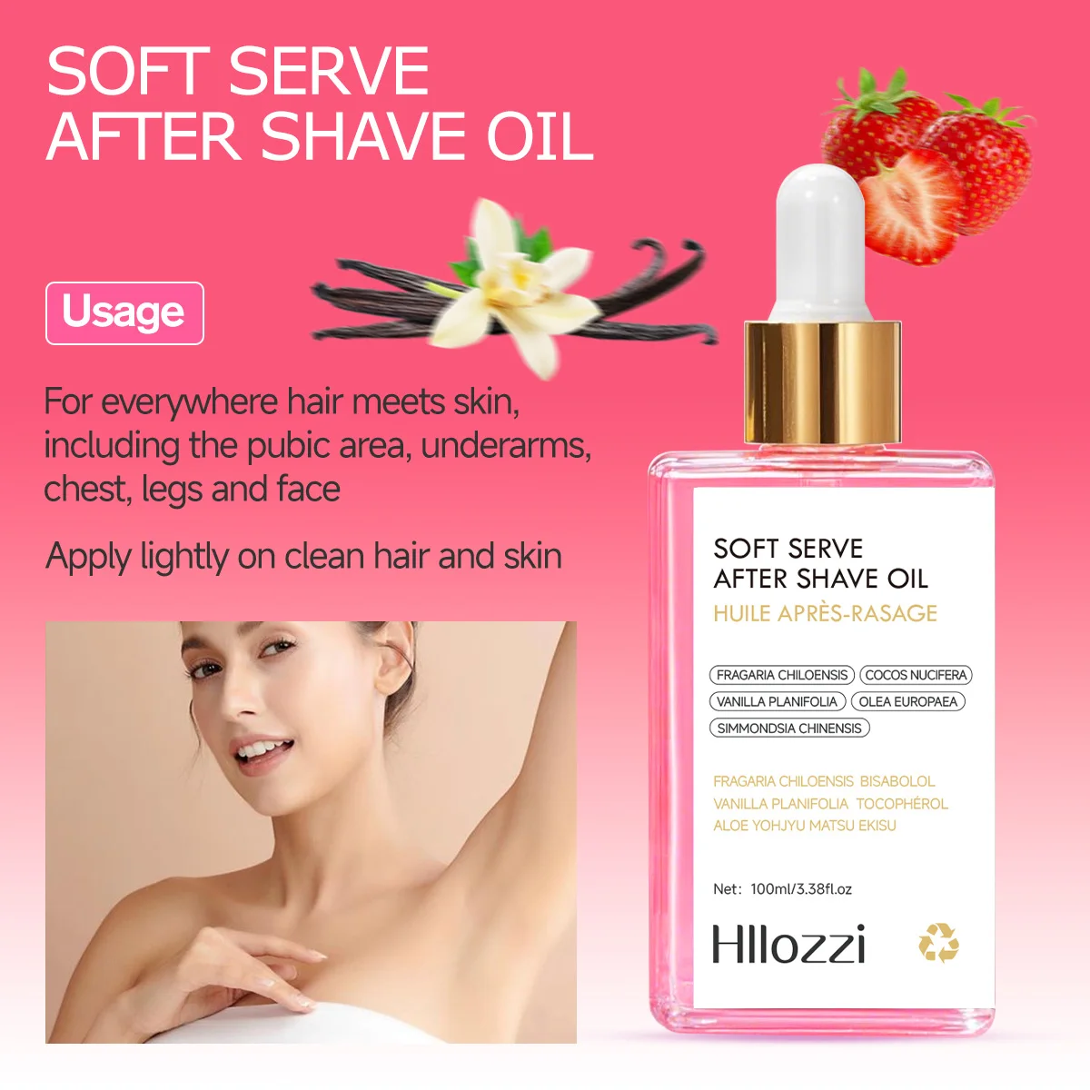 딸기 바닐라 애프터쉐이브 오일, 피부를 부드럽고 촉촉하게 가꾸어주는 여성용 쉐이빙 오일