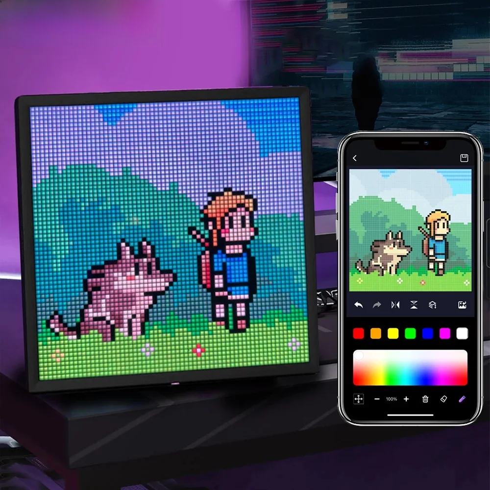 LED Pixel Display 64x64 RGB LED Matrix Panel Programmeerbaar Pixel Art Display met Bluetooth APP Controle Creatief Pixel Scherm - afbeelding 2