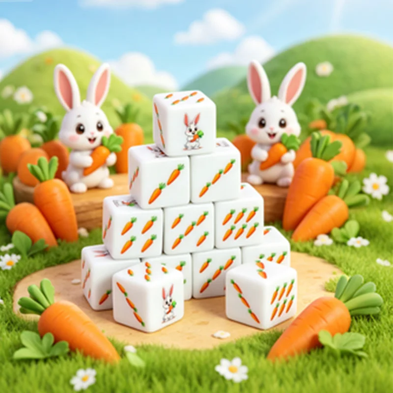 CANDYPIXEL 12Pcs Carrot D6 Dice Set, suitable for table games, board games RPG、DND、 Party discounts, 6-sided dice
