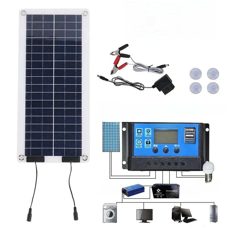 Panel słoneczny 100W + kontroler 10A wodoodporna ładowarka podtrzymująca akumulator słoneczny podwójne wyjście dla 12V-24V samochód RV motocykl Marine — zdjęcie produktu 7