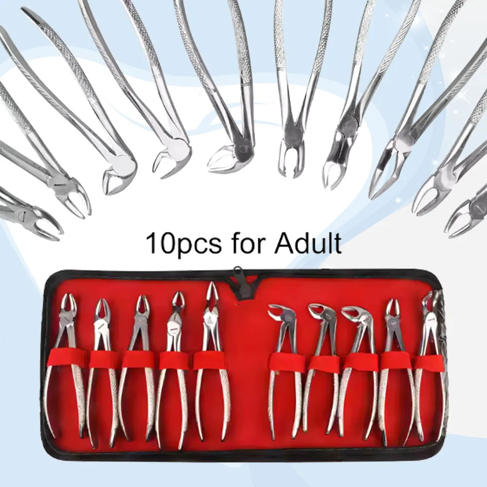 

Medical Adult Dental Extraction Forceps Kit for Residual Root and Surgical Tooth Removal Professional Instruments