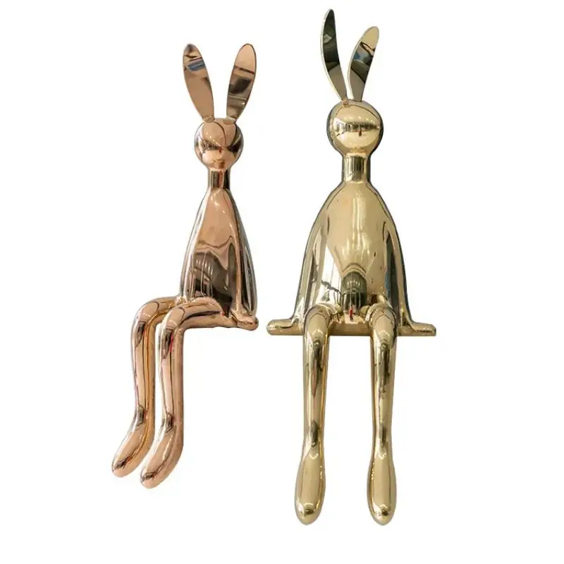 Sculpture de lapin en acier inoxydable, artisanat en métal de style moderne, décoration de jardin extérieur personnalisée, grossistes