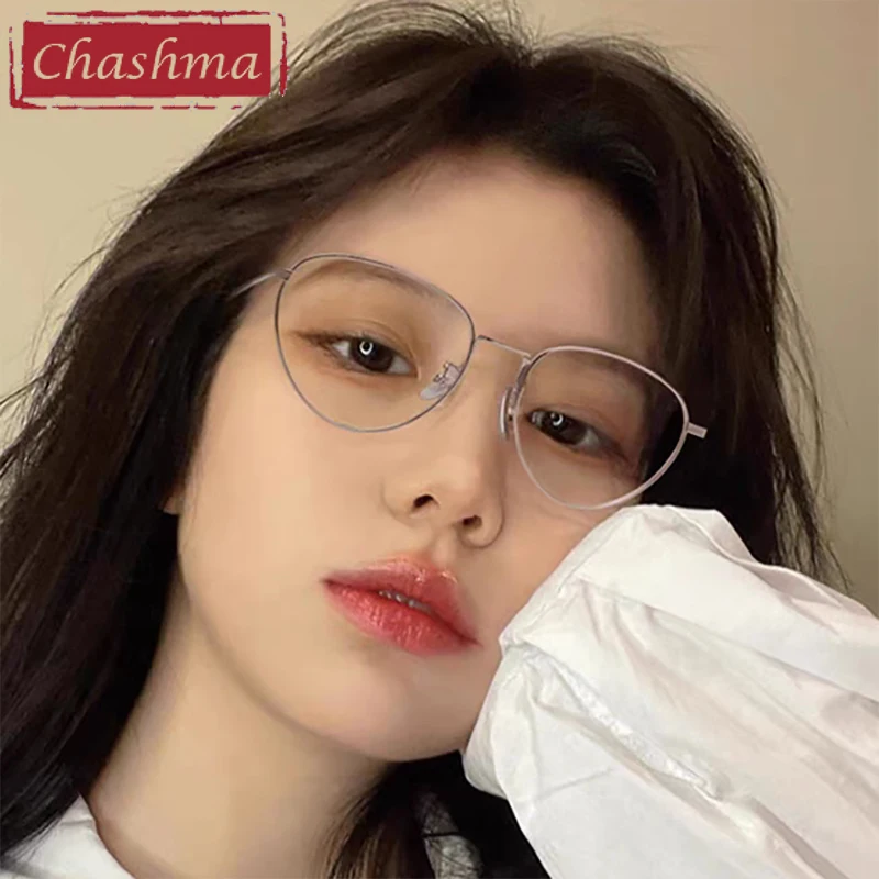 

Chashma Prescription Glasses Women Cat Eye Design Pure Titanium Eyeglasses Frames Optical Lenses for Eyewear Recipe Spectacles