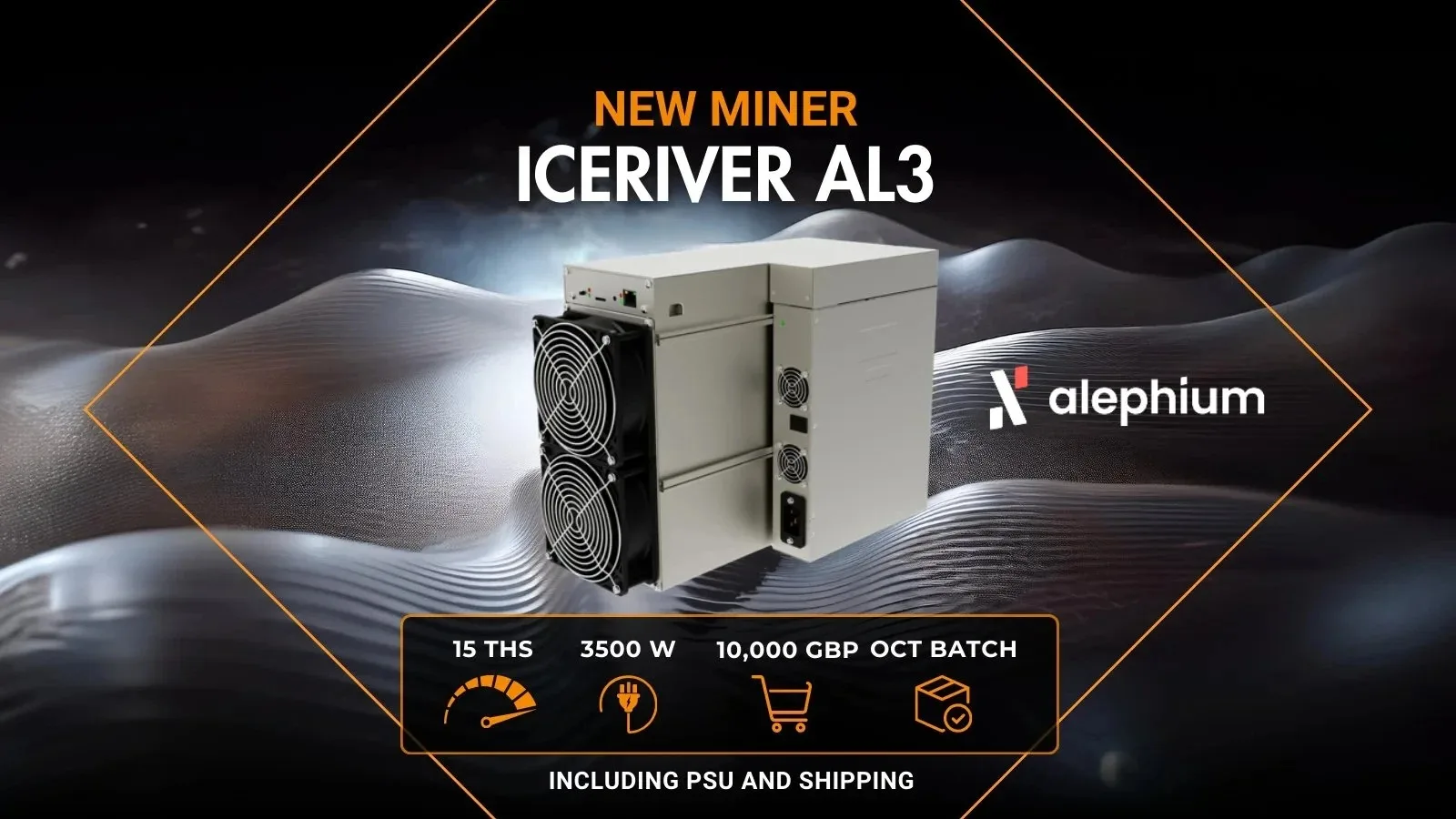 A1 FANTASTIC OFFER!! NEW IceRiver AL3 15 TH/s Alphenium Miner - New Release Alph AL3